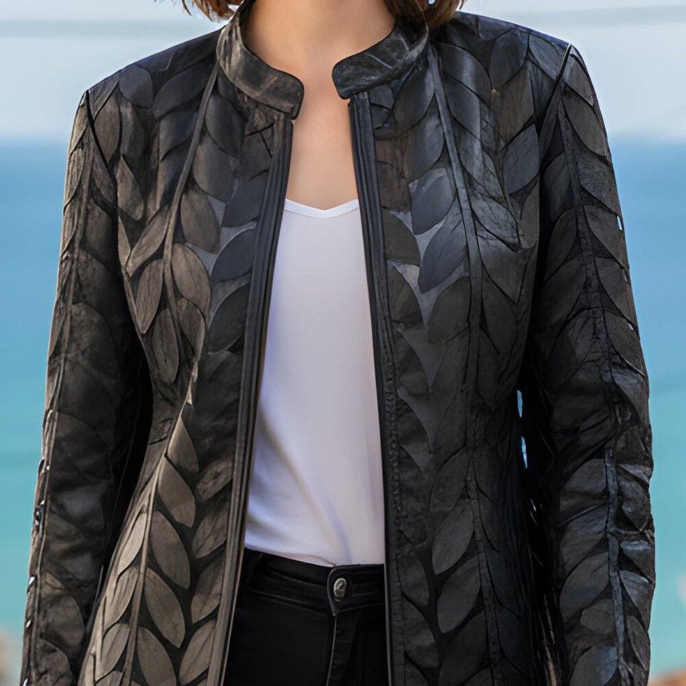 Women's Leather Jacket Women's Leather Women's Jacket Leather Womens Leaf Jacket